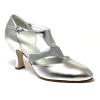 Scarpa da ballo donna ballo da sala liscio pelle glitter argento suola cuoio tacco 70 rocchetto