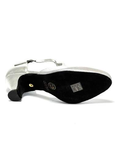 Scarpa da ballo donna ballo da sala liscio pelle argento strass suola bufalo tacco 50 rocchetto