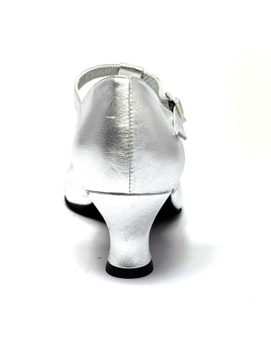 Scarpa da ballo donna ballo da sala liscio pelle argento strass suola bufalo tacco 50 rocchetto