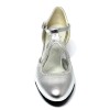 Scarpa da ballo donna ballo da sala liscio pelle argento strass suola bufalo tacco 50 rocchetto