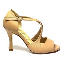 Scarpa da ballo donna tango argentino latino americano ballo da sala liscio pelle carne suola cuoio pomiciato tacco 90 stiletto