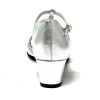 Scarpa da ballo donna latino americano ballo da sala liscio pelle argento glitter argento suola bufalo tacco 40 largo