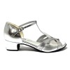 Scarpa da ballo donna latino americano ballo da sala liscio pelle argento glitter argento suola bufalo tacco 40 largo