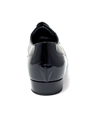Scarpa da ballo uomo ballo da sala liscio tango argentino latino americano vernice pelle nero suola cuoio pomiciato tacco 25