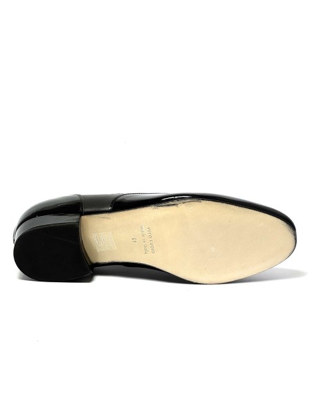 Scarpa da ballo uomo ballo da sala liscio tango argentino latino americano vernice pelle nero suola cuoio pomiciato tacco 25