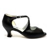 Scarpa da ballo donna ballo da sala liscio latino americano tango memory pelle nero suola cuoio pomiciato tacco 50 rocchetto
