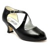 Scarpa da ballo donna ballo da sala liscio latino americano tango memory pelle nero suola cuoio pomiciato tacco 50 rocchetto