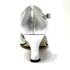 Scarpa da ballo donna latino americano ballo da sala liscio pelle glitter argento suola cuoio tacco 70 rocchetto