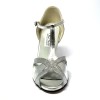 Scarpa da ballo donna latino americano ballo da sala liscio pelle glitter argento suola cuoio tacco 70 rocchetto