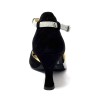 Scarpa da ballo donna latino americano ballo da sala liscio tango camoscio nero tessuto argento suola bufalo tacco 70 rocchetto