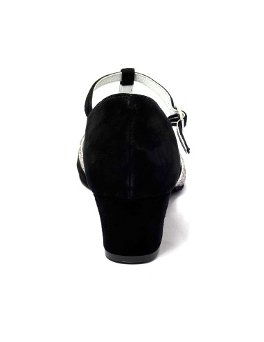 Scarpa da ballo donna latino americano ballo da sala liscio tango camoscio nero glitter arcobaleno suola bufalo tacco 40 largo