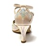 Scarpa da ballo donna latino americano ballo da sala liscio tango raso cipria strass boreali suola cuoio tacco 70 rocchetto