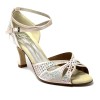 Scarpa da ballo donna latino americano ballo da sala liscio tango raso cipria strass boreali suola cuoio tacco 70 rocchetto