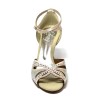 Scarpa da ballo donna latino americano ballo da sala liscio tango raso cipria strass boreali suola cuoio tacco 70 rocchetto