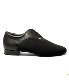 Scarpa da ballo uomo ballo da sala liscio latino americano tango argentino neoprene pelle nero suola bufalo tacco 20