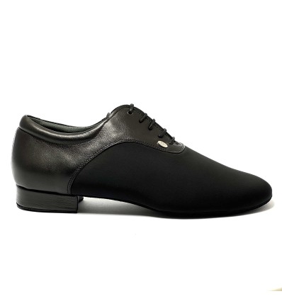 Scarpa da ballo uomo ballo da sala liscio latino americano tango argentino neoprene pelle nero suola bufalo tacco 20