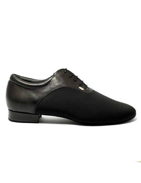 Scarpa da ballo uomo ballo da sala liscio latino americano tango argentino neoprene pelle nero suola bufalo tacco 20