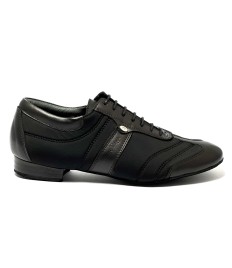 Scarpa da ballo uomo latino americano ballo da sala liscio tango argentino memory pelle lycra nero suola bufalo tacco 20