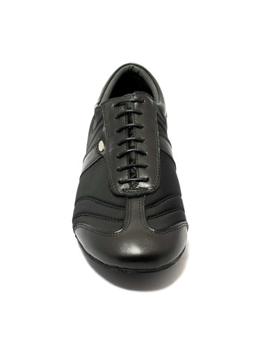 Scarpa da ballo uomo latino americano ballo da sala liscio tango argentino memory pelle lycra nero suola bufalo tacco 20