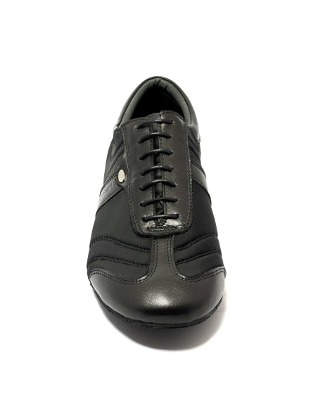 Scarpa da ballo uomo latino americano ballo da sala liscio tango argentino memory pelle lycra nero suola bufalo tacco 20