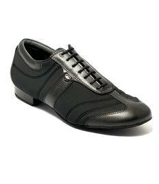Scarpa da ballo uomo latino americano ballo da sala liscio tango argentino memory pelle lycra nero suola bufalo tacco 20