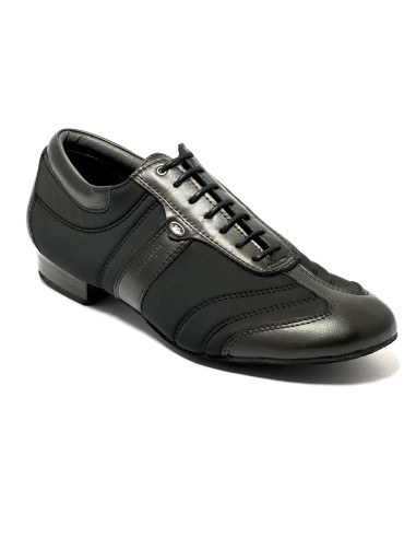 Scarpa da ballo uomo latino americano ballo da sala liscio tango argentino memory pelle lycra nero suola bufalo tacco 20