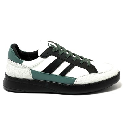 Sneaker da ballo uomo latino americano salsa bachata kizomba pelle bianco nero verde suola gommina da ballo comodissime