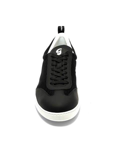 Sneaker da ballo uomo ottima per latino americano salsa bachata kizomba pelle nero tessuto nero suola gommina da ballo