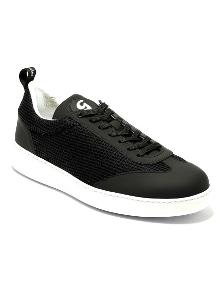 Sneaker da ballo uomo ottima per latino americano salsa bachata kizomba pelle nero tessuto nero suola gommina da ballo
