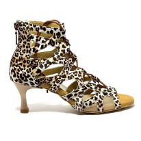 Scarpa da ballo donna latino americano ballo da sala liscio tango pelle leopardo memory suola bufalo t5acco 60 rocchetto