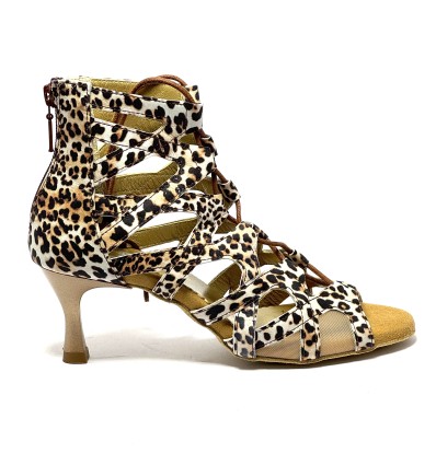 Scarpa da ballo donna latino americano ballo da sala liscio tango pelle leopardo memory suola bufalo t5acco 60 rocchetto