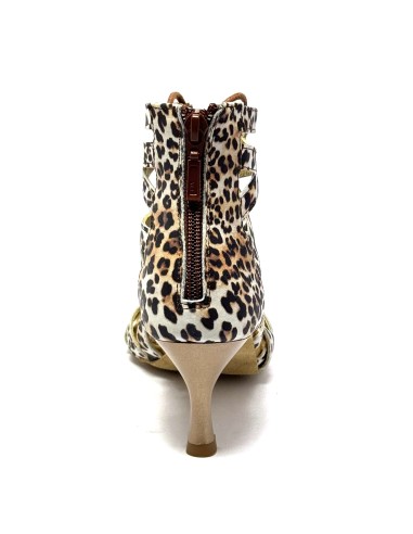 Scarpa da ballo donna latino americano ballo da sala liscio tango pelle leopardo memory suola bufalo t5acco 60 rocchetto