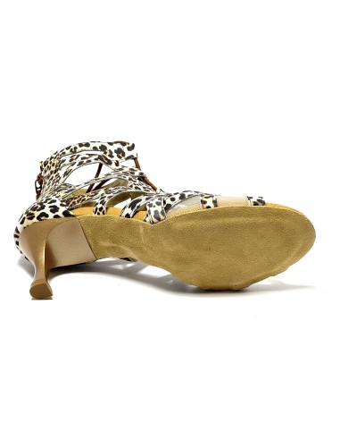 Scarpa da ballo donna latino americano ballo da sala liscio tango pelle leopardo memory suola bufalo t5acco 60 rocchetto