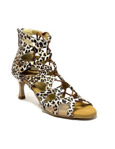 Scarpa da ballo donna latino americano ballo da sala liscio tango pelle leopardo memory suola bufalo t5acco 60 rocchetto