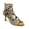 Scarpa da ballo donna latino americano ballo da sala liscio tango pelle leopardo memory suola bufalo t5acco 60 rocchetto