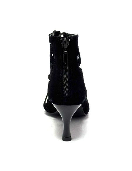 Scarpa da ballo donna latino americano salsa bachata kizomba ballo da sala tango nabuk nero suola bufalo tacco 60 rocchetto