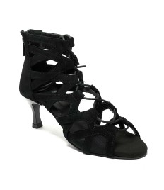 Scarpa da ballo donna latino americano salsa bachata kizomba ballo da sala tango nabuk nero suola bufalo tacco 60 rocchetto