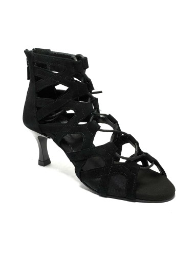 Scarpa da ballo donna latino americano salsa bachata kizomba ballo da sala tango nabuk nero suola bufalo tacco 60 rocchetto