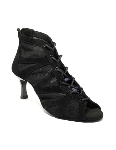 Scarpa da ballo donna latino americano salsa bachata kizomba ballo da sala tango nabuk rete nero suola bufalo tacco 60