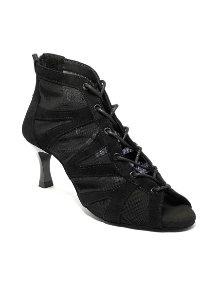 Scarpa da ballo donna latino americano salsa bachata kizomba ballo da sala tango nabuk rete nero suola bufalo tacco 60