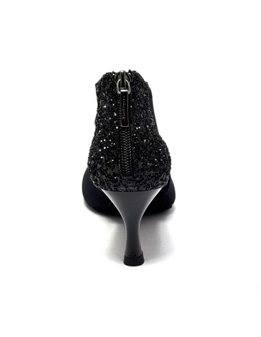 Scarpa da ballo donna latino americano salsa bachata ballo da sala liscio tango neoprene glitter nero suola bufalo tacco 60