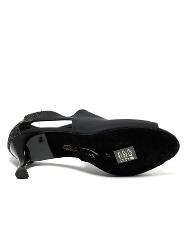 Scarpa da ballo donna latino americano salsa bachata ballo da sala liscio tango neoprene glitter nero suola bufalo tacco 60