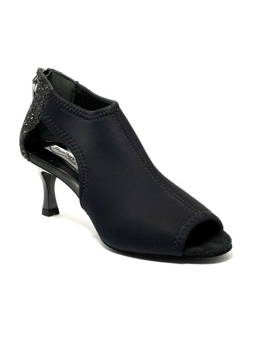 Scarpa da ballo donna latino americano salsa bachata ballo da sala liscio tango neoprene glitter nero suola bufalo tacco 60