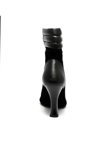 Stivaletto da ballo donna  latino americano salsa bachata ballo da sala liscio tango nabuk pelle nero suola bufalo tacco 90