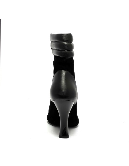 Stivaletto da ballo donna  latino americano salsa bachata ballo da sala liscio tango nabuk pelle nero suola bufalo tacco 90