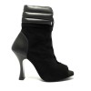 Stivaletto da ballo donna  latino americano salsa bachata ballo da sala liscio tango nabuk pelle nero suola bufalo tacco 90