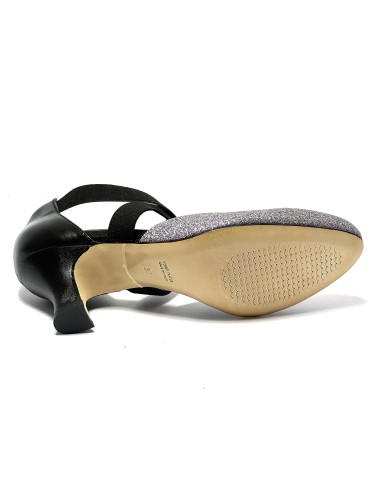 Scarpa da ballo donna ballo da sala liscio latino tango glitter canna di fucile pelle nero elastici suola cuoio tacco 50