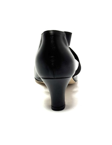 Scarpa da ballo donna ballo da sala liscio latino tango pelle nero elastici suola cuoio pomiciato tacco 50