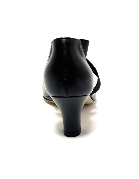 Scarpa da ballo donna ballo da sala liscio latino tango pelle nero elastici suola cuoio pomiciato tacco 50