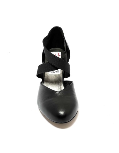 Scarpa da ballo donna ballo da sala liscio latino tango pelle nero elastici suola cuoio pomiciato tacco 50